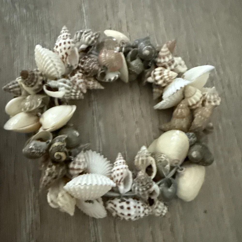 Set of 2 Seashell Napkin Rings Miniature Shells Muted Grays/Browns Beach‎ Decor